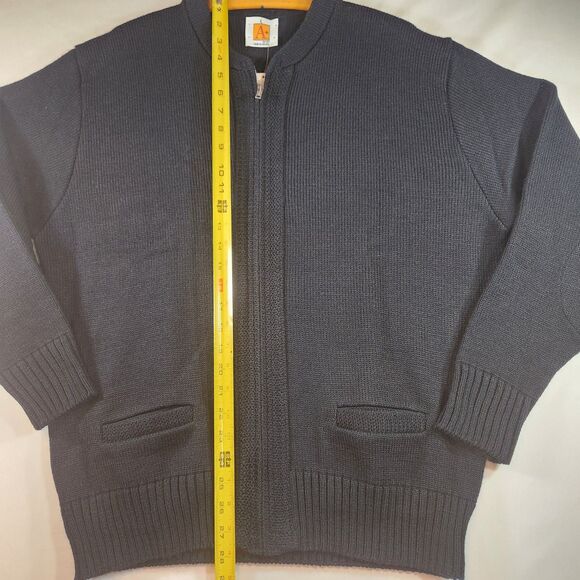 SAI Sweater Mens Sz Large Dk Navy Knit Full Zip Cardigan Grandpa Core A+ School - Picture 11 of 16